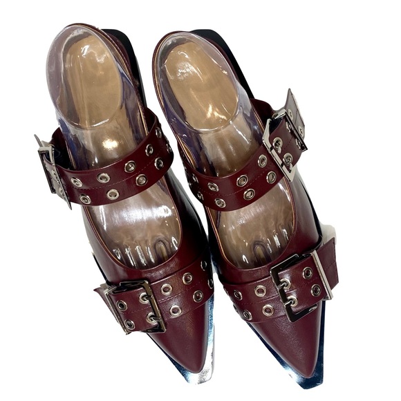 KaroNairy Buckle Ballet Flats, Pointy Toe Slingback, Square Toe Size 10 - Picture 6 of 11